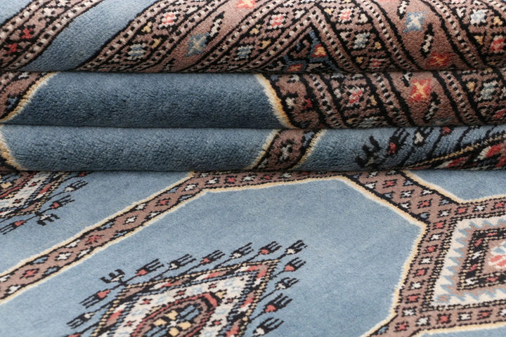 Light Slate Grey Pakistani Jaldar Rug 6' 8" x 10' 2" Hand-Knotted | No. QA14696