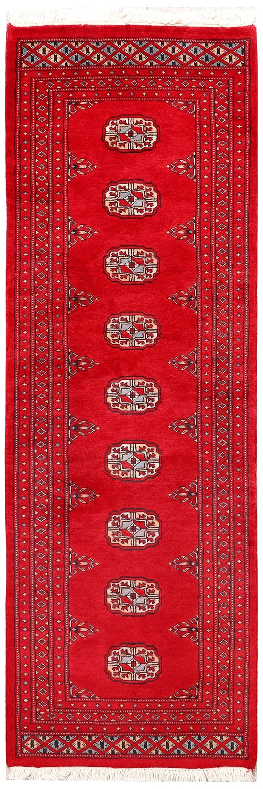 Red Pakistani Bokhara Rug 2' x 5' 11" Hand-Knotted | No. QA14898
