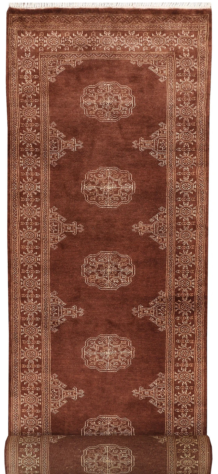Brown Bokhara Rug 2' 7" x 10' 3" Hand-Knotted | No. QA14903