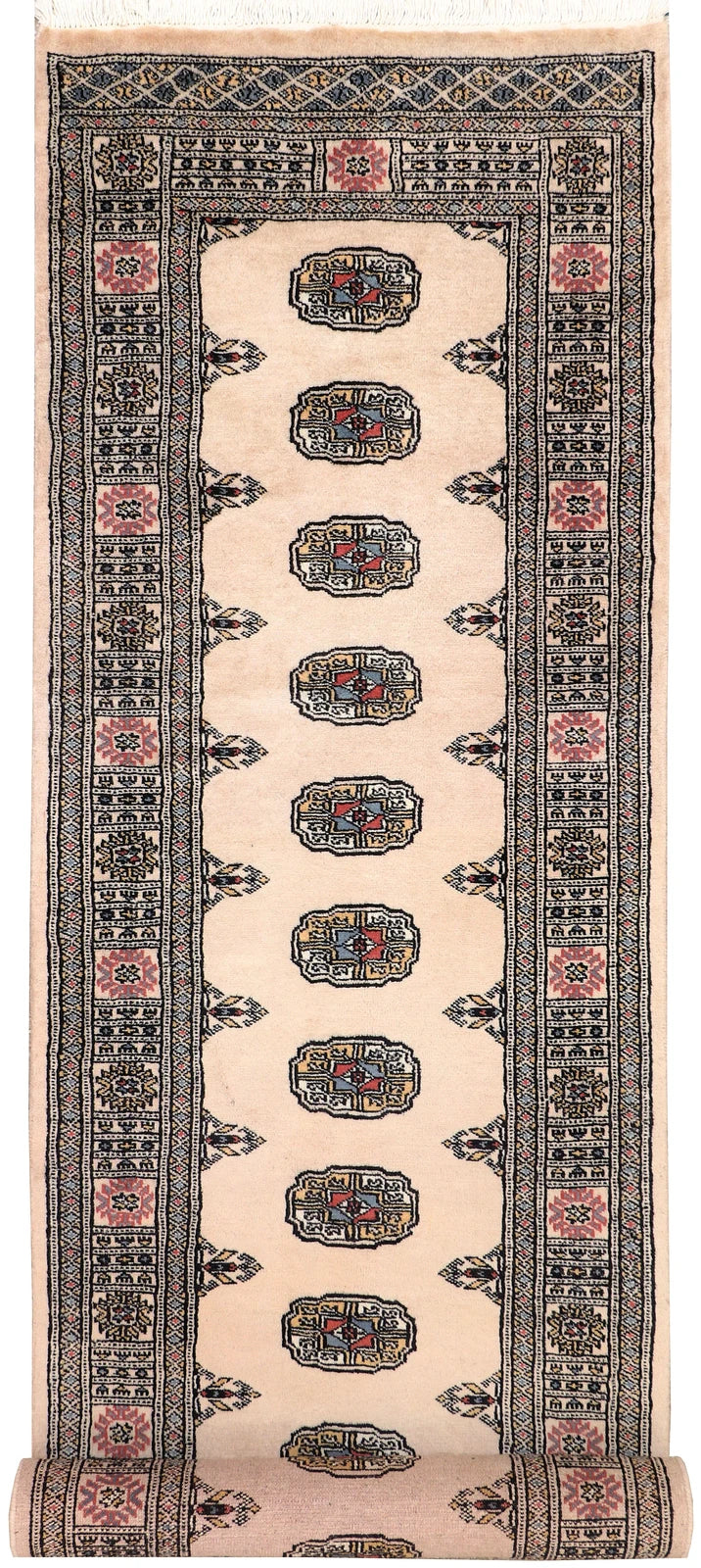 Brown Pakistani Bokhara Rug 2' 6" x 10' Hand-Knotted | No. QA14908
