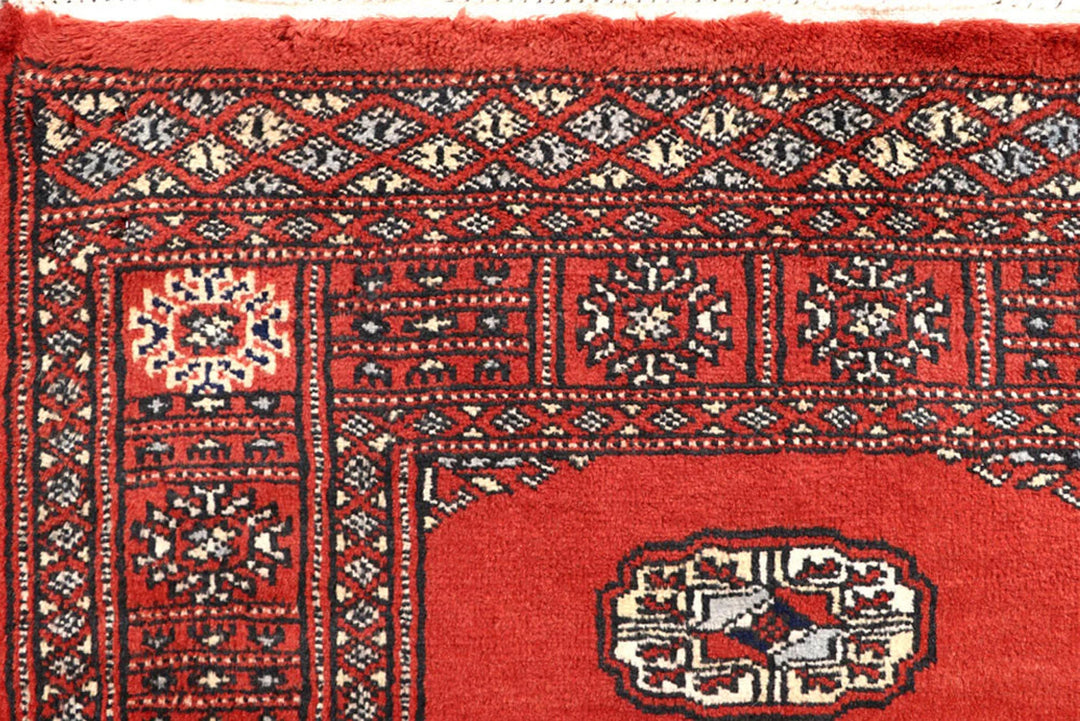 Tomato Pakistani Bokhara Rug 2'7" x 14'2" Hand-Knotted | No. QA14923