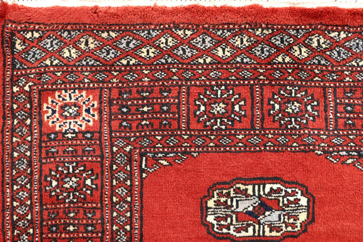 Tomato Pakistani Bokhara Rug 2'7" x 14'2" Hand-Knotted | No. QA14923