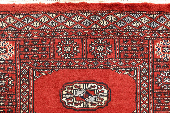 Tomato Pakistani Bokhara Rug 2'7" x 14'2" Hand-Knotted | No. QA14923