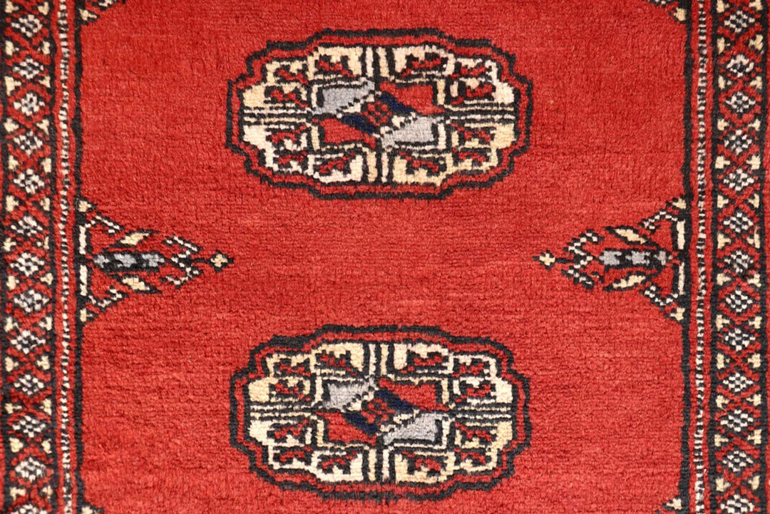 Tomato Pakistani Bokhara Rug 2'7" x 14'2" Hand-Knotted | No. QA14923