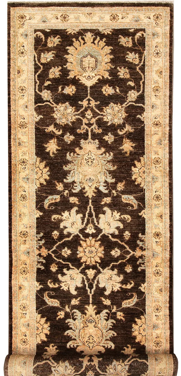 Brown Afghan Oushak Rug 2' 8" x 7' 11" Hand-Knotted | No. QA14940