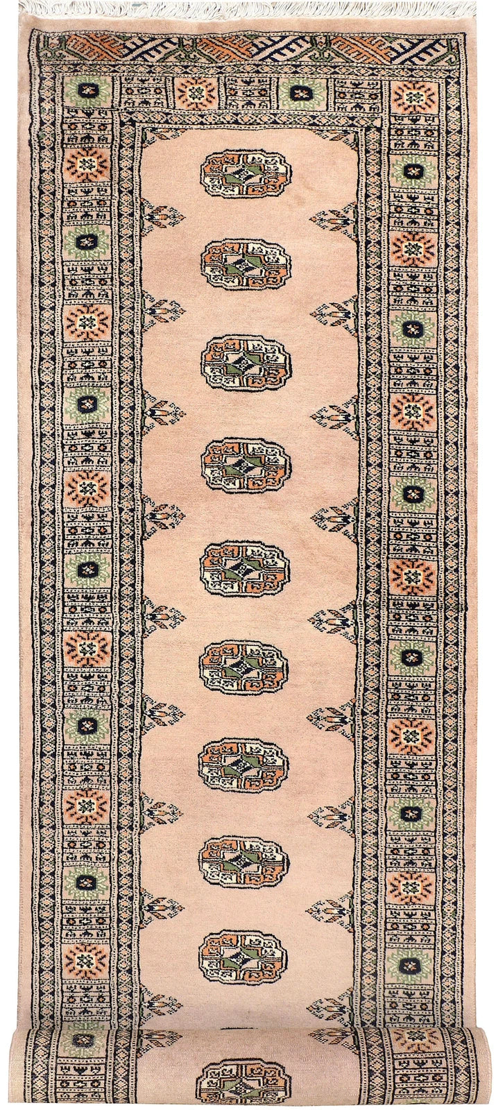 Brown Pakistani Bokhara Rug 2' 6" x 10' 5" Hand-Knotted | No. QA14989