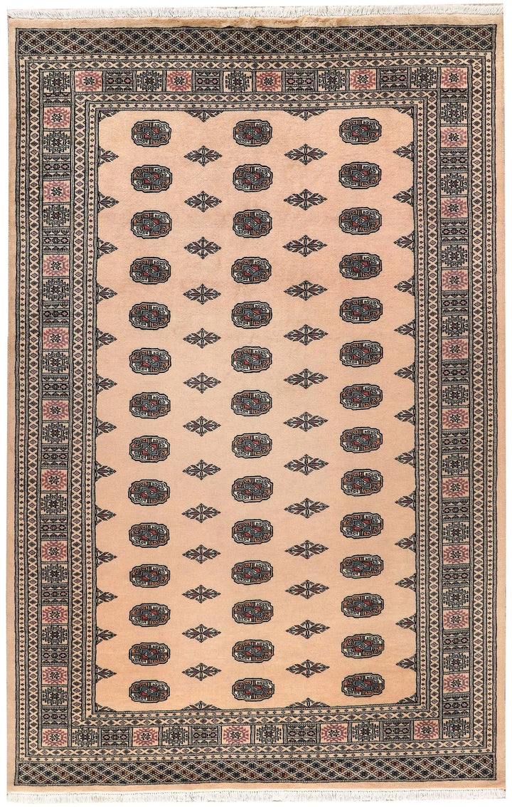 Brown Pakistani Bokhara Rug 6' x 9' 4" Hand-Knotted | No. QA15054
