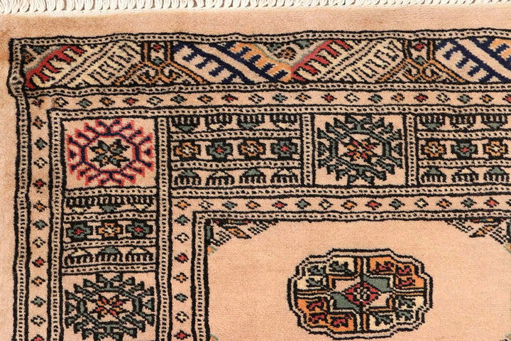 Antique White Pakistani Bokhara Rug 2' 7" x 9' 1" Hand-Knotted | No. QA15142
