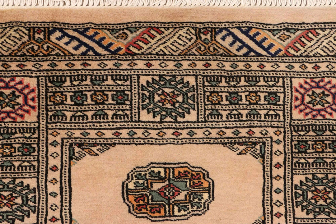 Antique White Pakistani Bokhara Rug 2' 7" x 9' 1" Hand-Knotted | No. QA15142