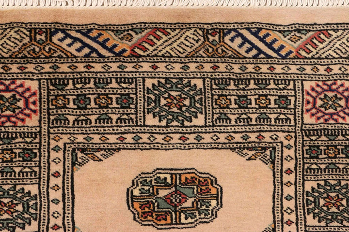 Antique White Pakistani Bokhara Rug 2' 7" x 9' 1" Hand-Knotted | No. QA15142