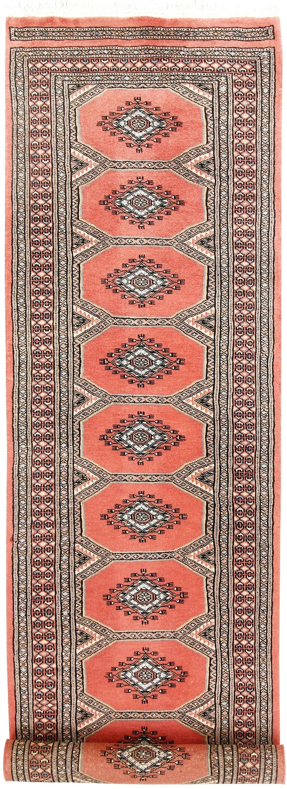 Red Pakistani Jaldar Rug 2' 4" x 9' Hand-Knotted | No. QA15155