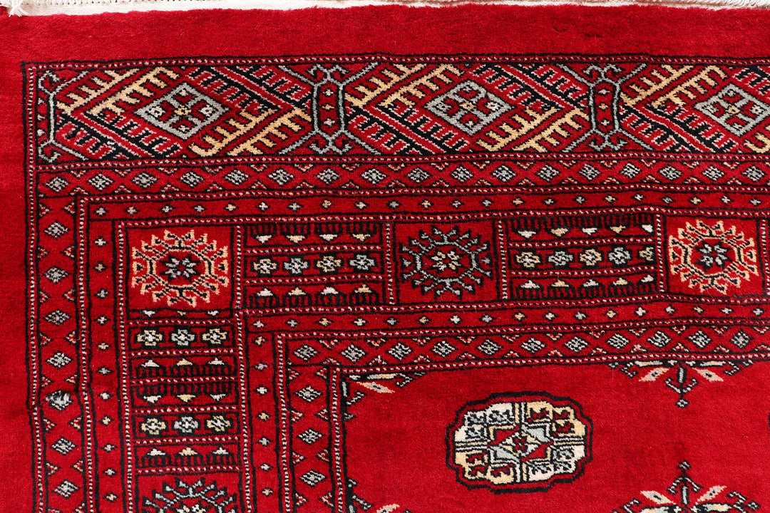 Red Bokhara Rug 6' 2" x 8' 10" Hand-Knotted | No. QA15160