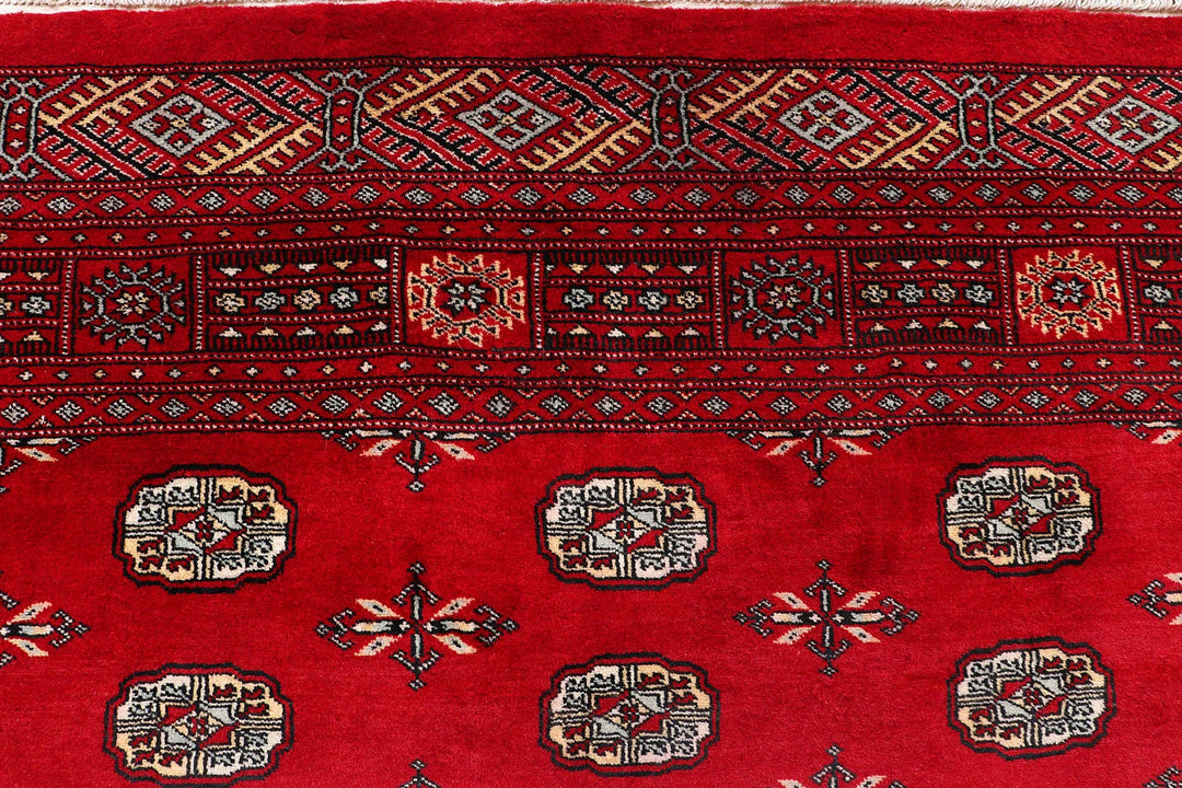 Red Bokhara Rug 6' 2" x 8' 10" Hand-Knotted | No. QA15160