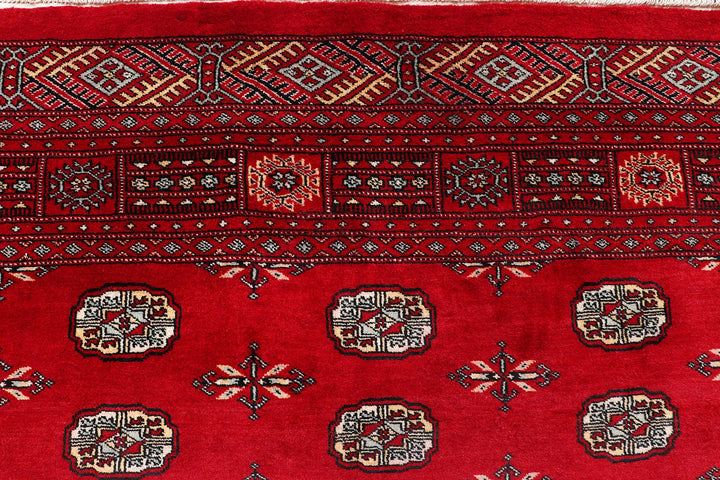 Red Bokhara Rug 6' 2" x 8' 10" Hand-Knotted | No. QA15160