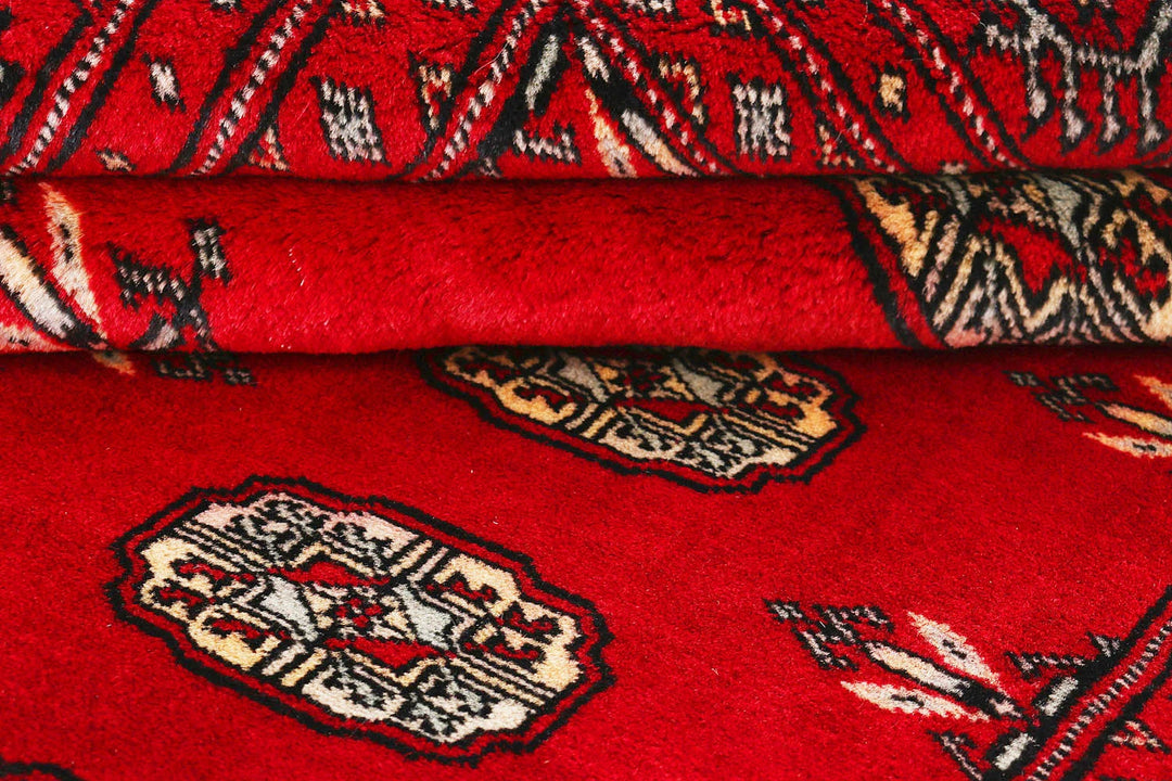 Red Bokhara Rug 6' 2" x 8' 10" Hand-Knotted | No. QA15160