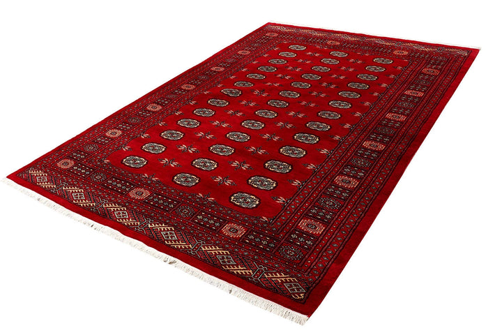 Red Bokhara Rug 6' 2" x 8' 10" Hand-Knotted | No. QA15160