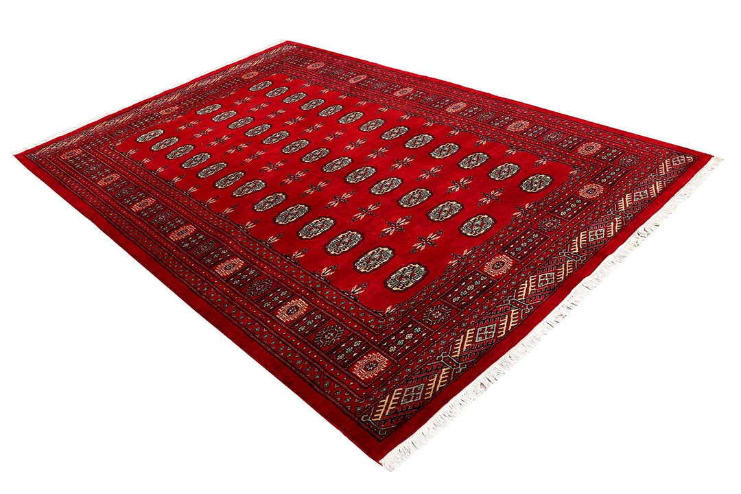 Red Bokhara Rug 6' 2" x 8' 10" Hand-Knotted | No. QA15160