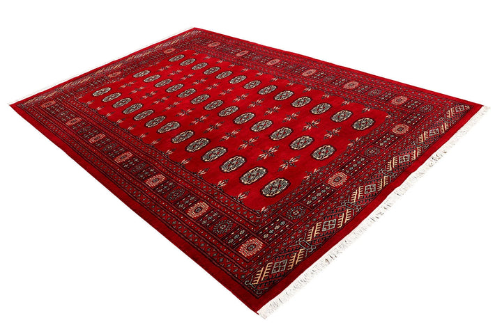 Red Bokhara Rug 6' 2" x 8' 10" Hand-Knotted | No. QA15160