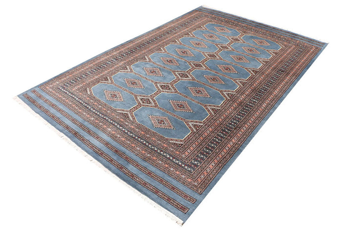 Light Slate Grey Pakistani Jaldar Rug 5' 7" x 8' 8" Hand-Knotted | No. QA15181