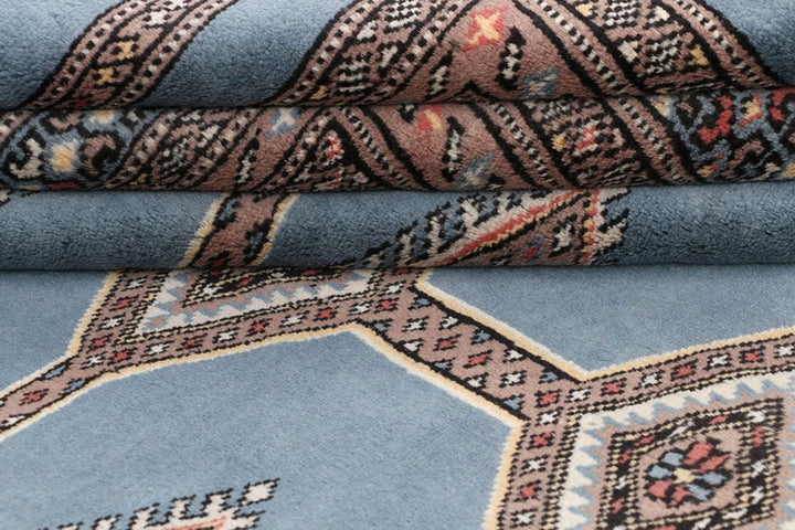 Light Slate Grey Pakistani Jaldar Rug 5' 7" x 8' 8" Hand-Knotted | No. QA15181