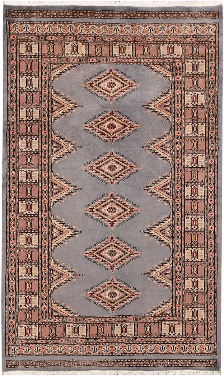Grey Pakistani Jaldar Rug 3' 1" x 5' 1" Hand-Knotted | No. QA15227