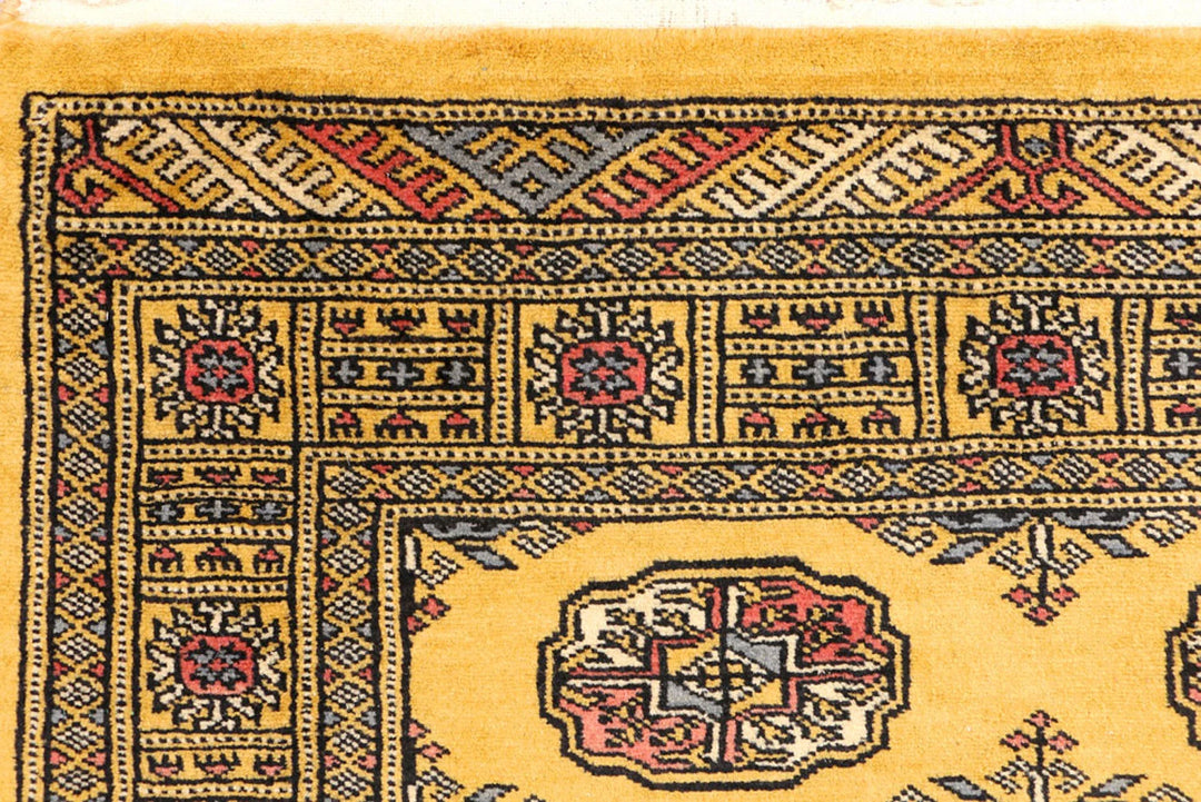 Gold Pakistani Bokhara Rug 3' 1" x 5' Hand-Knotted | No. QA15261
