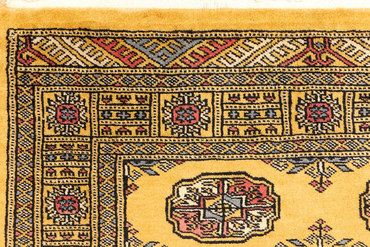 Gold Pakistani Bokhara Rug 3' 1" x 5' Hand-Knotted | No. QA15261