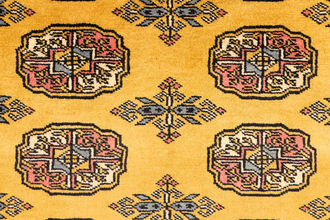Gold Pakistani Bokhara Rug 3' 1" x 5' Hand-Knotted | No. QA15261