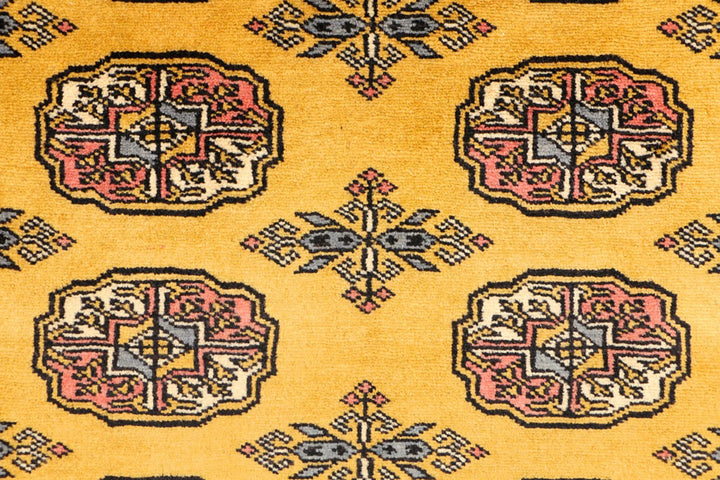 Gold Pakistani Bokhara Rug 3' 1" x 5' Hand-Knotted | No. QA15261