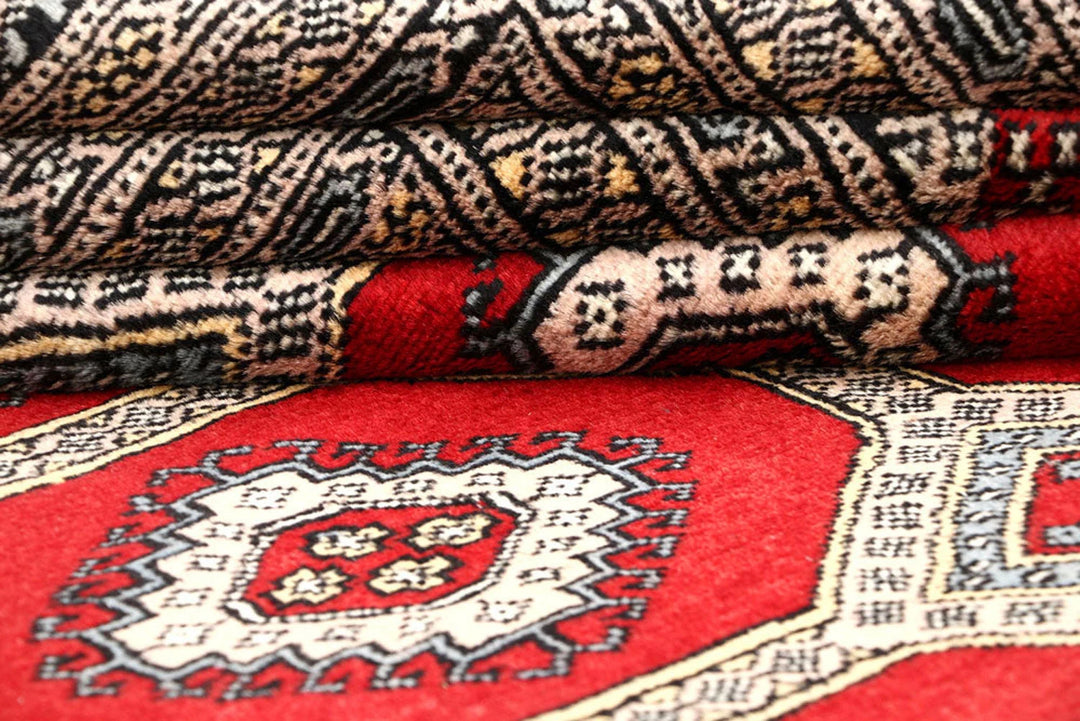 Red Pakistani Jaldar Rug 6' 1" x 8' 10" Hand-Knotted | No. QA15323