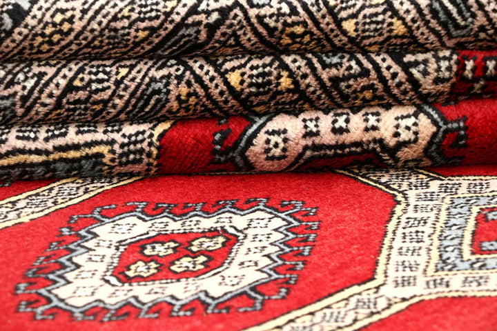 Red Pakistani Jaldar Rug 6' 1" x 8' 10" Hand-Knotted | No. QA15323
