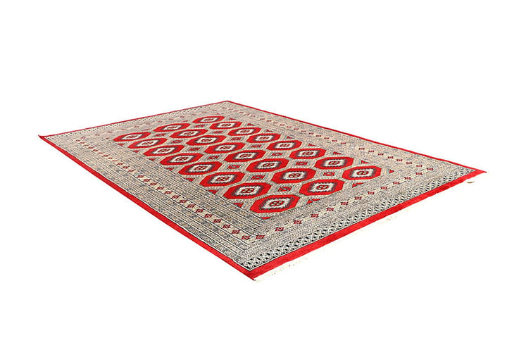 Red Pakistani Jaldar Rug 6' 1" x 8' 10" Hand-Knotted | No. QA15323