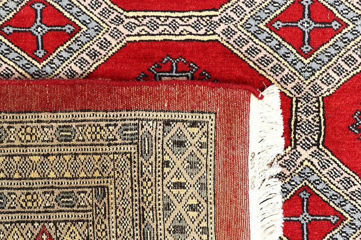 Red Pakistani Jaldar Rug 6' 1" x 8' 10" Hand-Knotted | No. QA15323