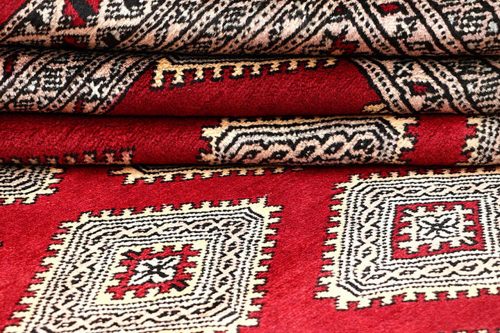 Red Pakistani Jaldar Rug 6' x 9'2" Hand-Knotted | No. QA15350