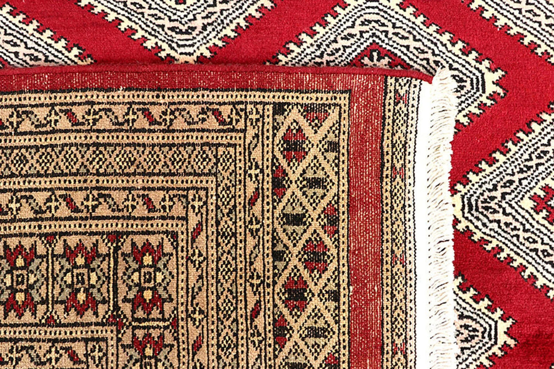 Red Pakistani Jaldar Rug 6' x 9'2" Hand-Knotted | No. QA15350
