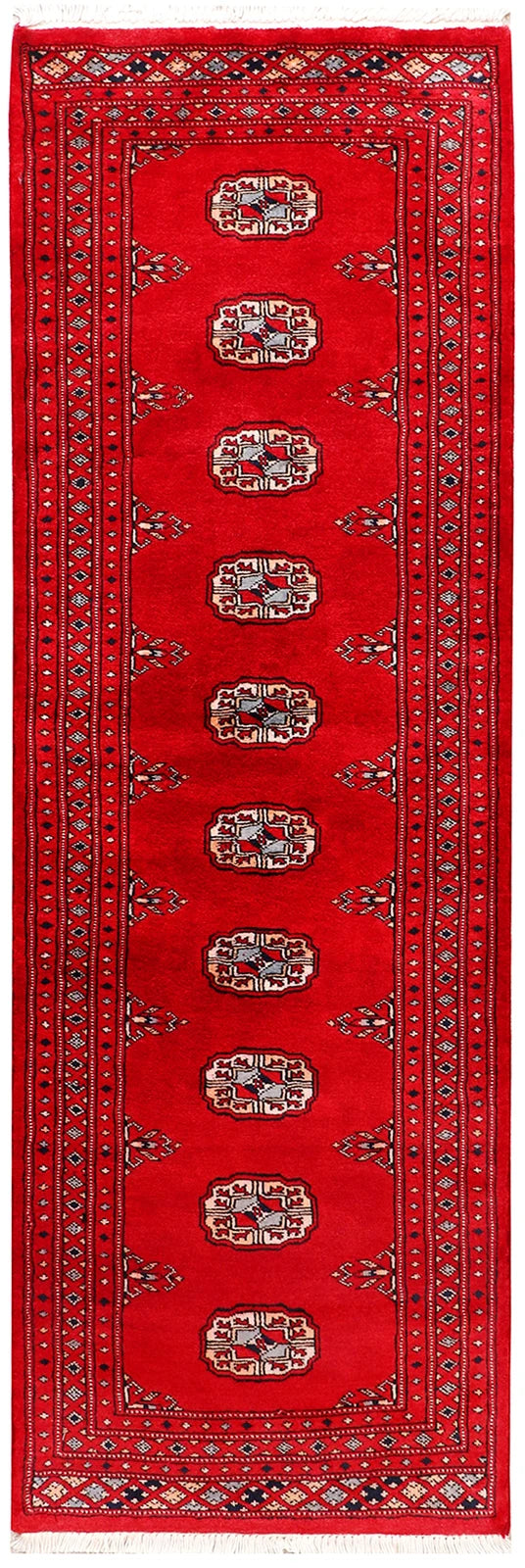Red Bokhara Rug 2' 1" x 6' 3" Hand-Knotted | No. QA15405