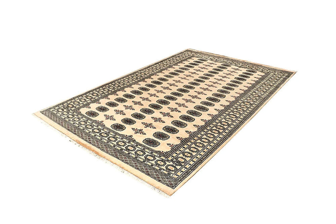 Brown Pakistani Bokhara Rug 6' x 9' 5" Hand-Knotted | No. QA15595