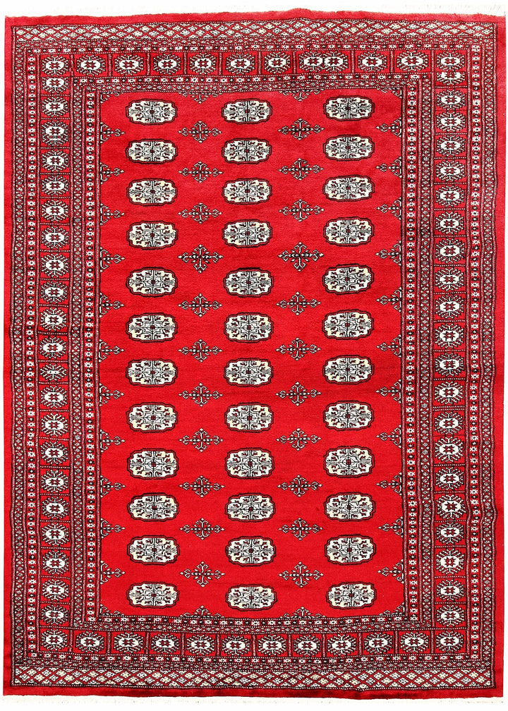 Red Bokhara Rug 5' 11" x 8' 2" Hand-Knotted | No. QA15608