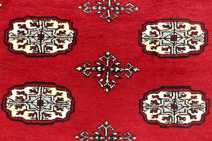 Red Bokhara Rug 5' 11" x 8' 2" Hand-Knotted | No. QA15608