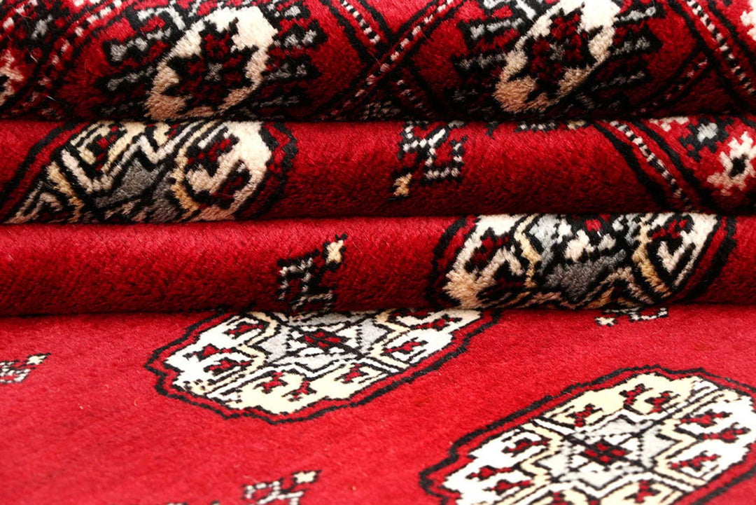 Red Bokhara Rug 5' 11" x 8' 2" Hand-Knotted | No. QA15608