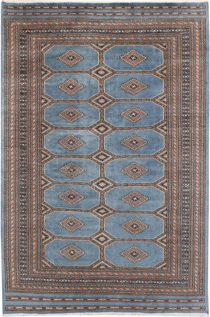 Grey Pakistani Jaldar Rug 5' 5" x 8' 1" Hand-Knotted | No. QA15708