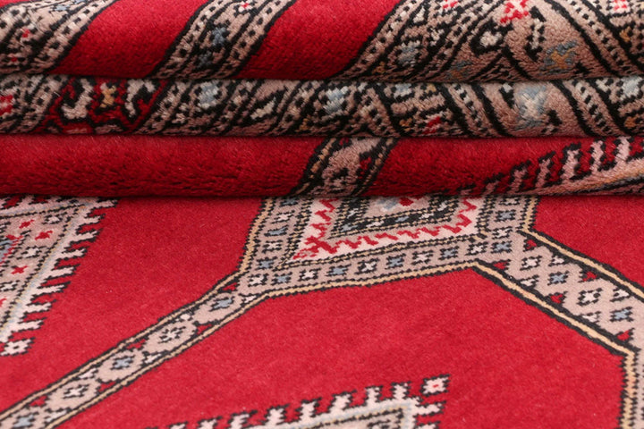 Firebrick Red Pakistani Jaldar Rug 5' 6" x 8' 6" Hand-Knotted | No. QA15776