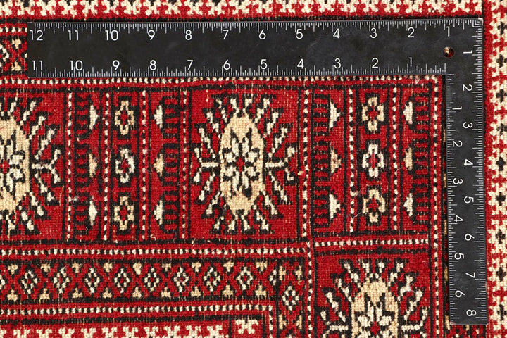 Firebrick Pakistani Bokhara Rug 5' 1" x 8' Hand-Knotted | No. QA16041