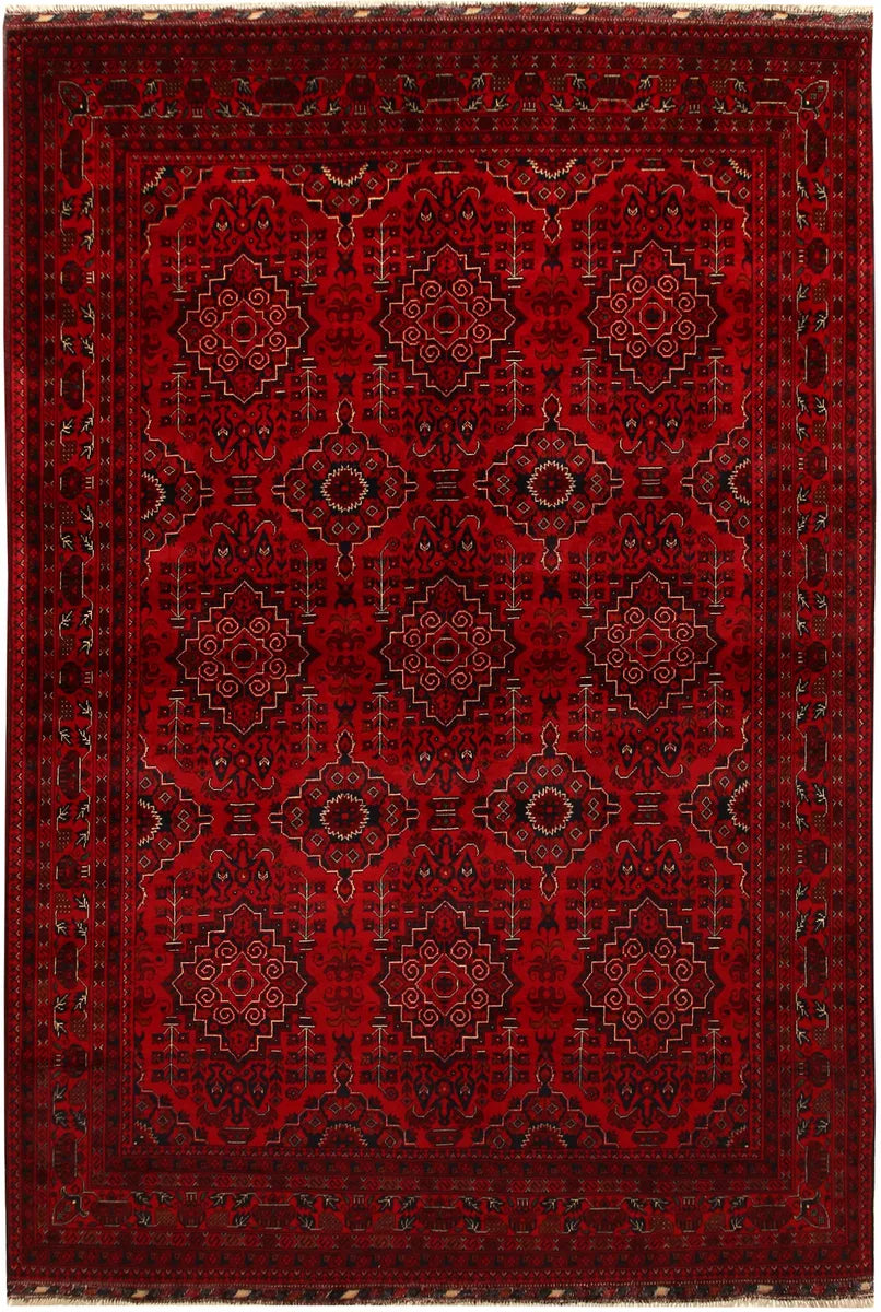 Dark Red Afghan Khal Mohammadi Rug 6' 6" x 9' 8" Hand-Knotted | No. QA16088