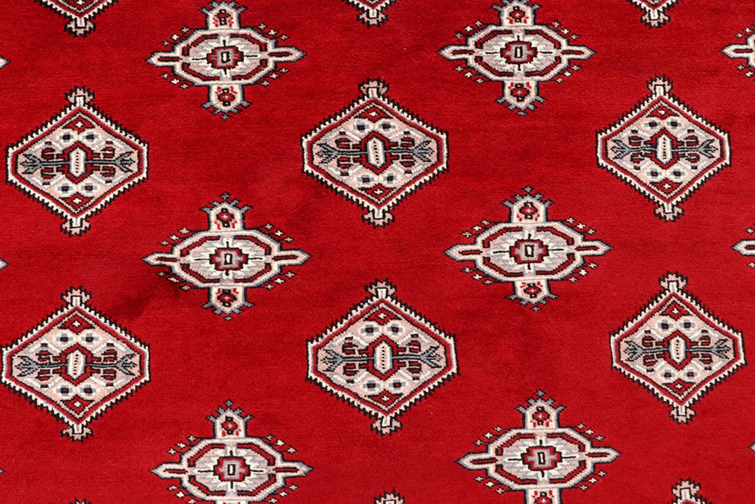 Red Pakistani Jaldar Rug 6' 7" x 8' 10" Hand-Knotted | No. QA16094
