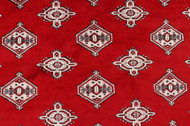 Red Pakistani Jaldar Rug 6' 7" x 8' 10" Hand-Knotted | No. QA16094