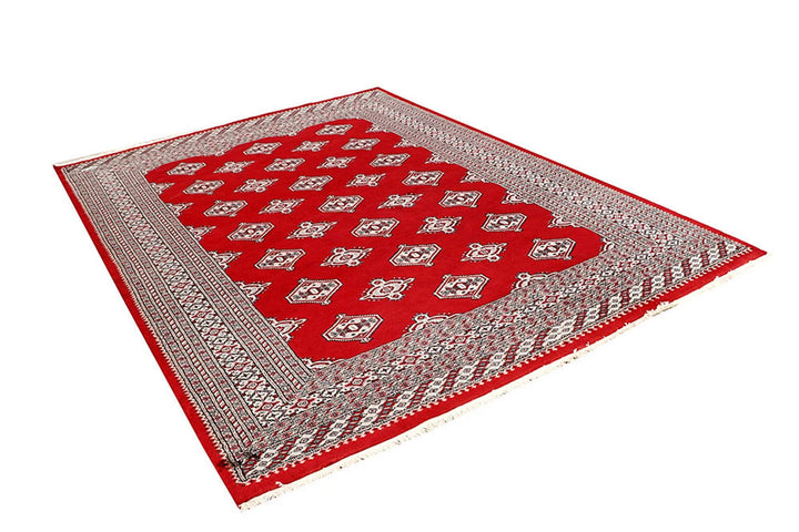Red Pakistani Jaldar Rug 6' 7" x 8' 10" Hand-Knotted | No. QA16094