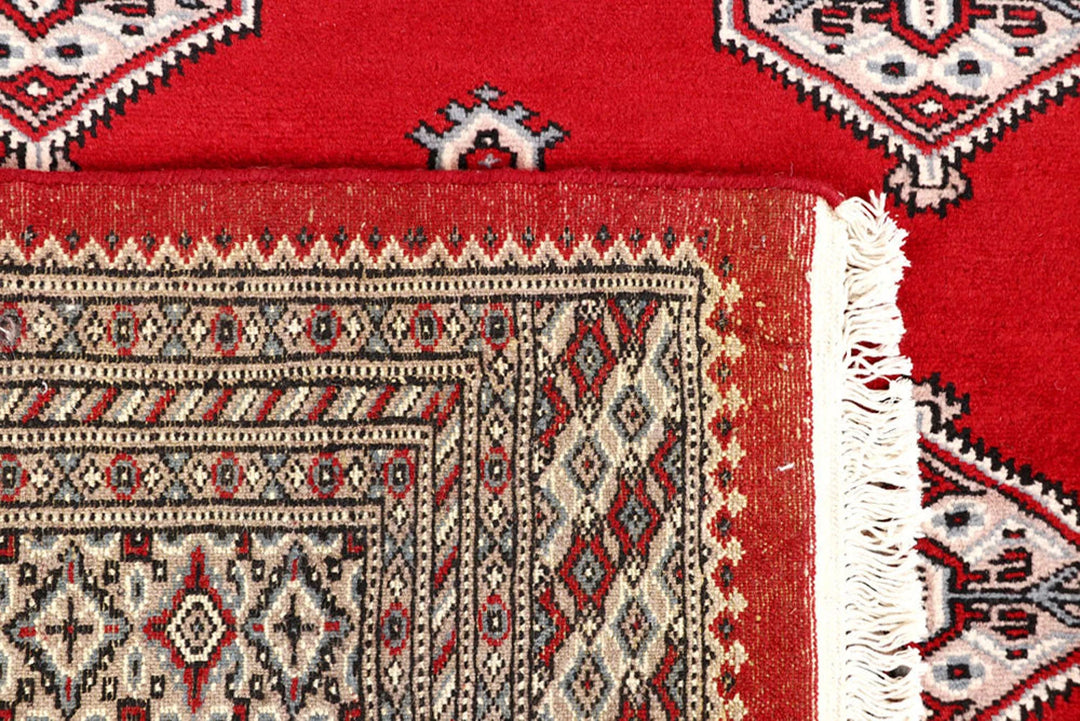 Red Pakistani Jaldar Rug 6' 7" x 8' 10" Hand-Knotted | No. QA16094