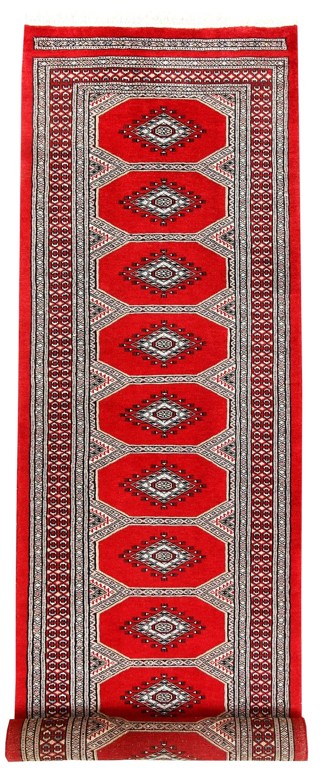Red Pakistani Jaldar Rug 2' 4" x 9' 1" Hand-Knotted | No. QA16130