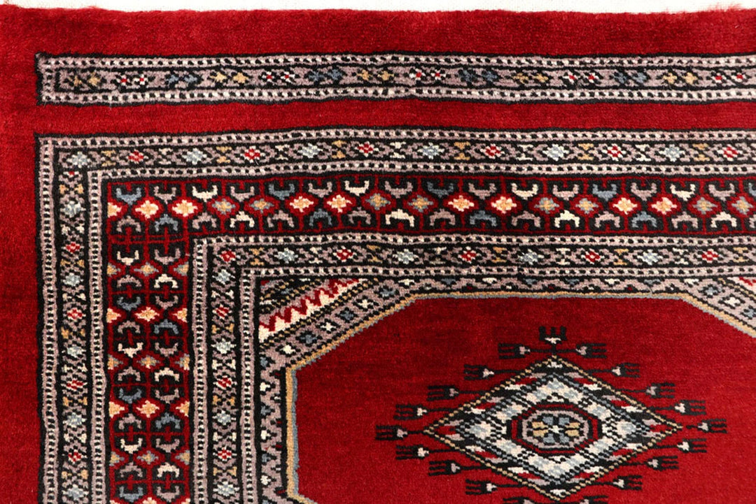 Red Pakistani Jaldar Rug 2' 4" x 9' 1" Hand-Knotted | No. QA16130